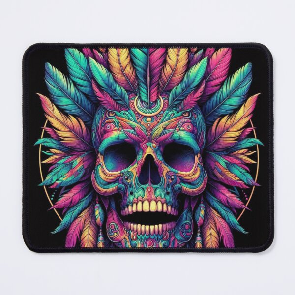 Item preview, Psychedelic Plumes: Colorful Feathered Skull designed and sold by TDKCustoms.
