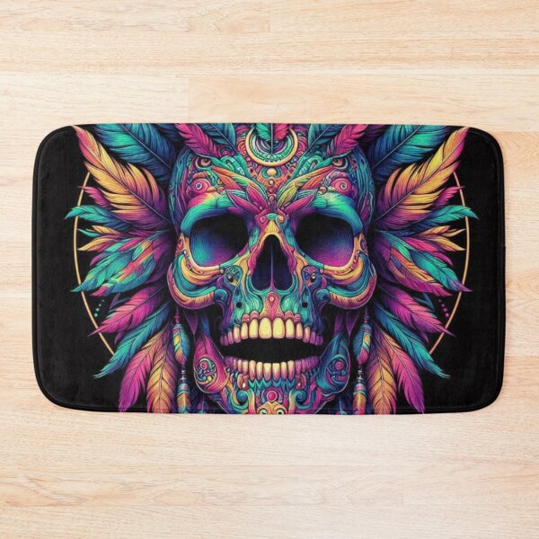 Item preview, Psychedelic Plumes: Colorful Feathered Skull designed and sold by TDKCustoms.