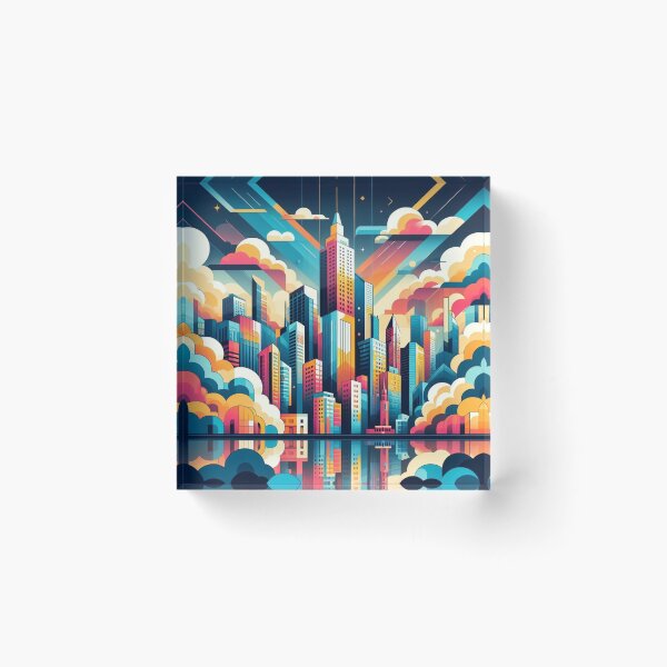 Item preview, Urban Mirage: Colorful Vector City Skyline designed and sold by TDKCustoms.