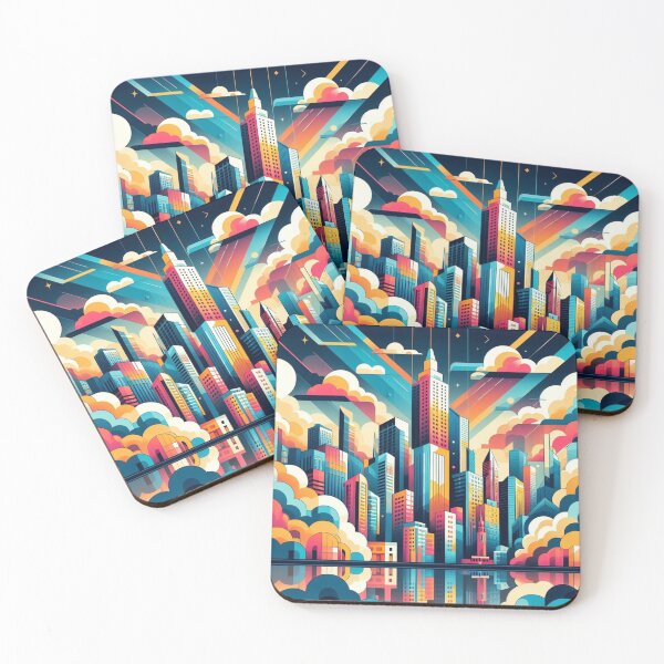 Item preview, Urban Mirage: Colorful Vector City Skyline designed and sold by TDKCustoms.