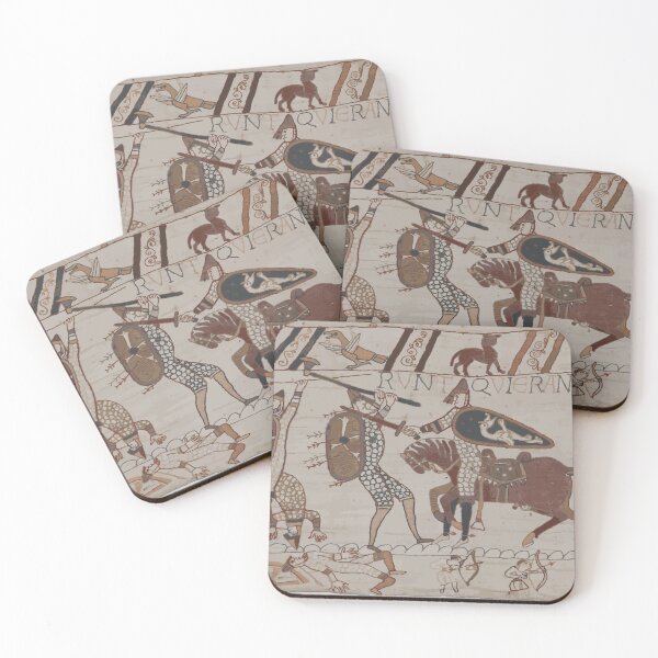 Item preview, Bayeux Tapestry Fragment Reproduction - Anglo-Saxon Huscarl Fights a Norman Knight designed and sold by GrimGlitters.