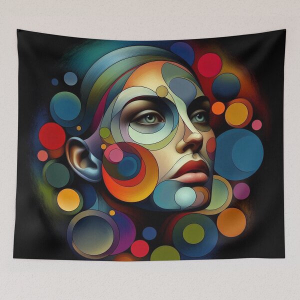 Item preview, Radiant Vision: Woman's Face with Colorful Circles designed and sold by TDKCustoms.