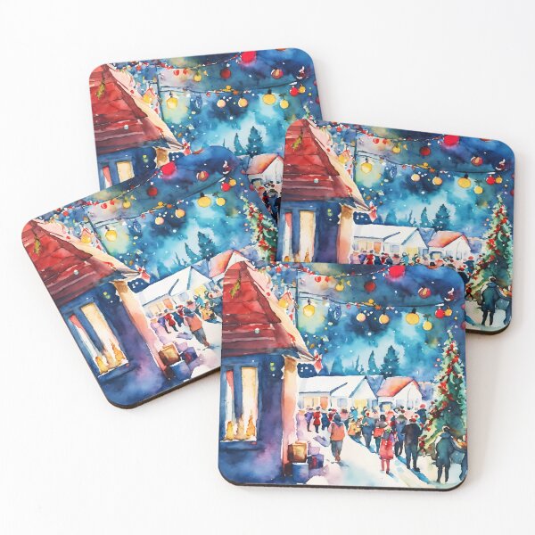 Item preview, snowy christmas town  designed and sold by soulfulpalette.