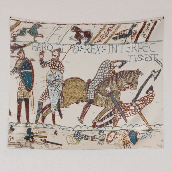 Item preview, Bayeux Tapestry Fragment Reproduction - The Death of King Harold designed and sold by GrimGlitters.