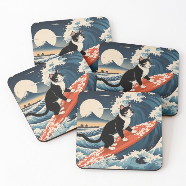 Item preview, cat on japanese wave designed and sold by immersif.