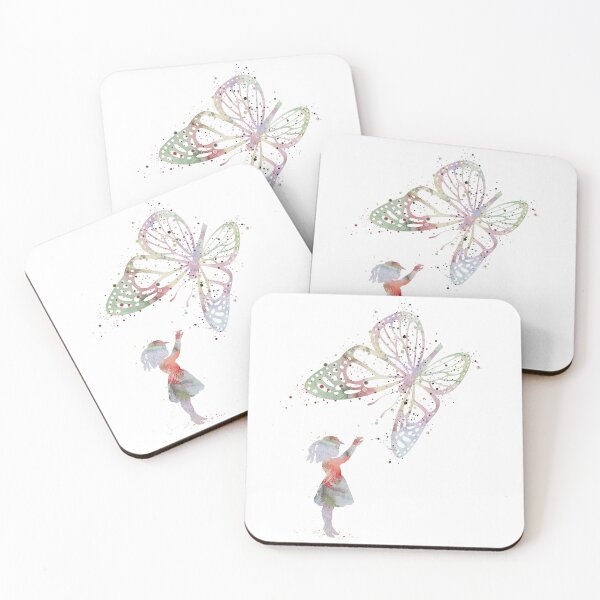 Item preview, Girl and Butterfly Playful Colorful Artwork designed and sold by LotusGifts.
