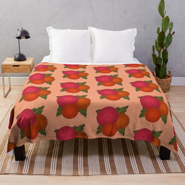 Item preview, Red orange bright dahlias flower digital drawing designed and sold by Beardraws18.
