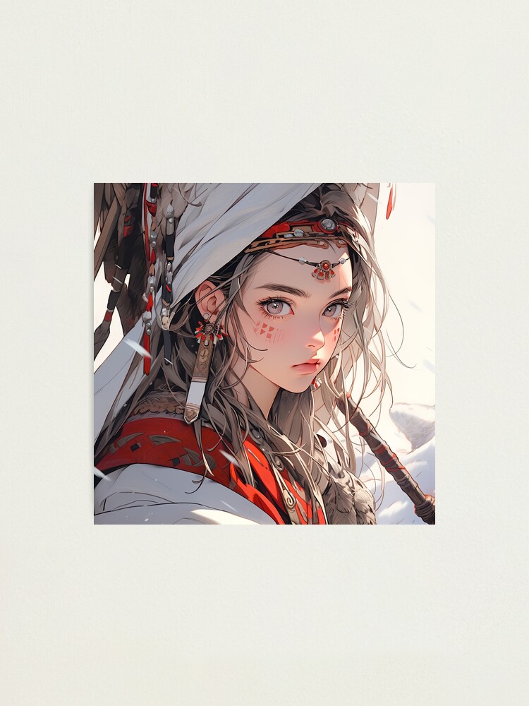 Mystic Tribal Headdress Anime Girl Photographic Print