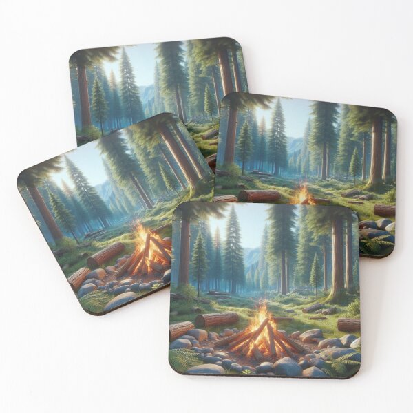 Item preview, Serenity in the Woods: Campfire Amidst Lush Forest designed and sold by TDKCustoms.