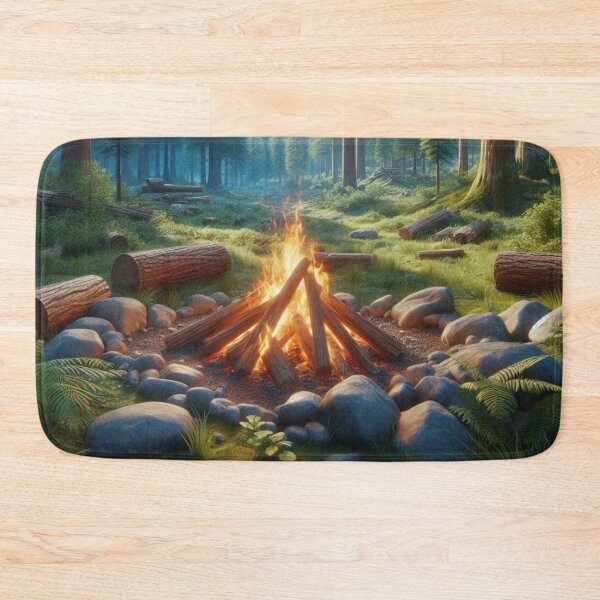 Item preview, Serenity in the Woods: Campfire Amidst Lush Forest designed and sold by TDKCustoms.