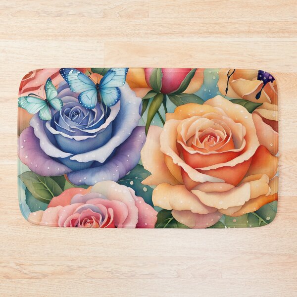 Item preview, Giant Rainbow Dewy Roses and Butterflies designed and sold by Shelley Loewnau-Jones Studio.