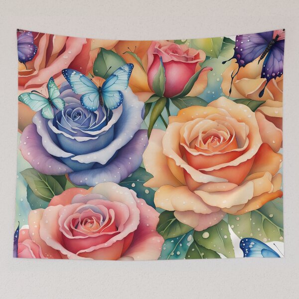 Item preview, Giant Rainbow Dewy Roses and Butterflies designed and sold by Shelley Loewnau-Jones Studio.