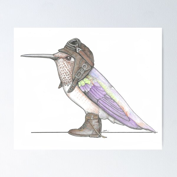 Item preview, Rufus Hummingbird in Vintage Flight Boots designed and sold by JimsBirds.