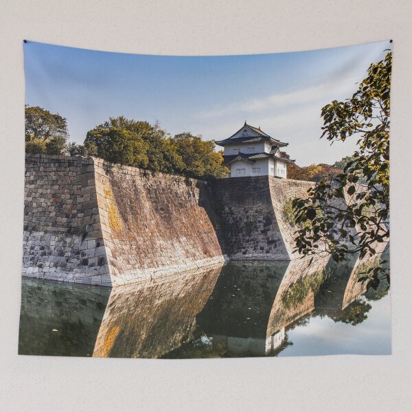 Item preview, Traditional Japanese Building on Stone Wall with Moat designed and sold by Renee McShane.