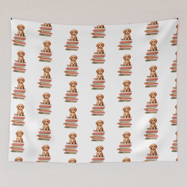 Item preview, Cavapoo Puppy And Books designed and sold by TheAnimalZ00.