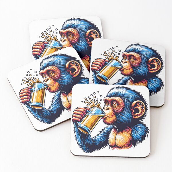 Item preview, Young Ape Cheers: Monkey Drinking Beer Design designed and sold by LATINOERRANTES.