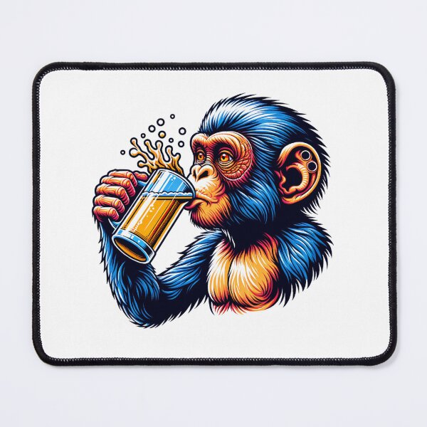 Item preview, Young Ape Cheers: Monkey Drinking Beer Design designed and sold by LATINOERRANTES.
