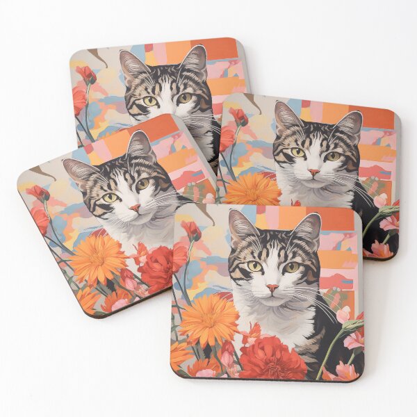 Item preview, Cute cat and flower in oil painting style designed and sold by Jirayut Srimuang.
