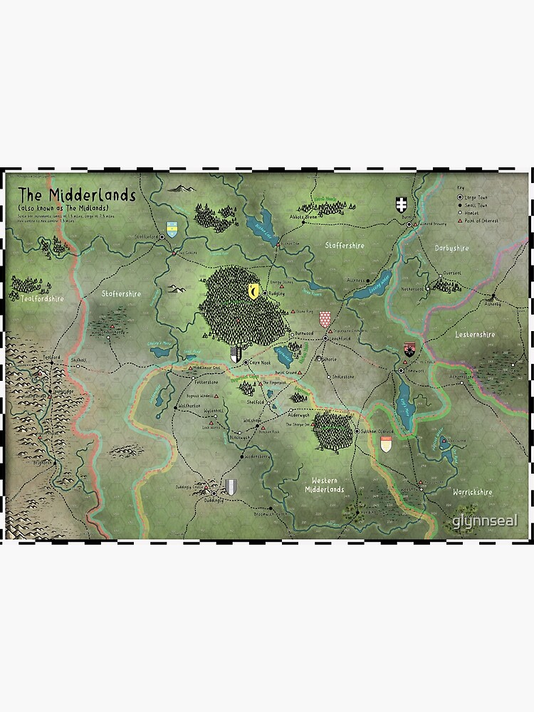 The Midderlands Hex Map by glynnseal