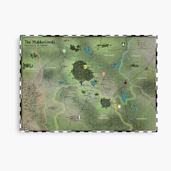 The Midderlands Hex Map Canvas Print