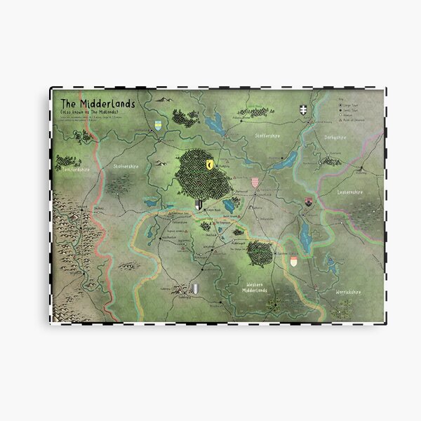 The Midderlands Hex Map Metal Print