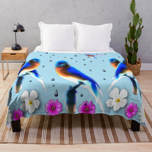 Item preview, Blue Birds Caught in the Rain Watercolor designed and sold by kristalcurt.
