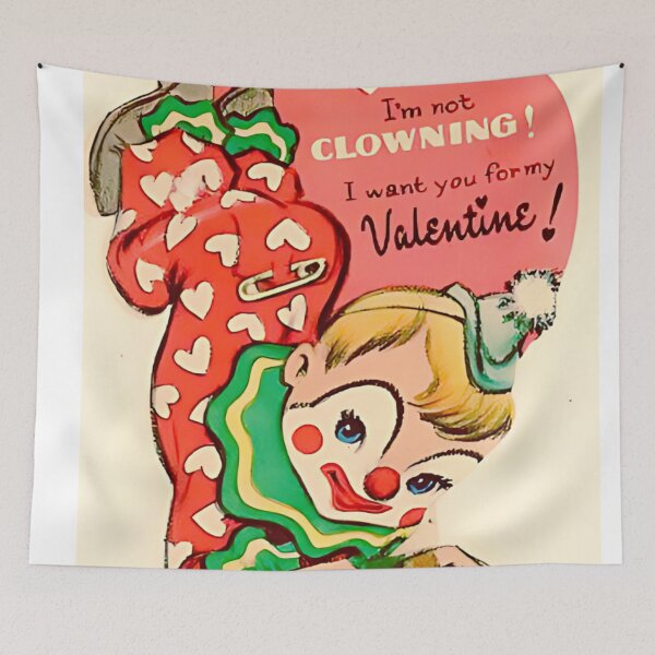 Artikelvorschau, Vintage Kawaii Kitsch Clown Clowncore Karneval Zirkus Valentinstag entworfen und verkauft von knickeryknackry.