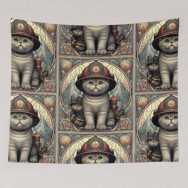 Item preview, Exotic Short Hair Kitty Firefighter designed and sold by Nonshape.