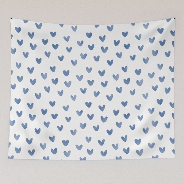 Item preview, Indigo Blue Love Hearts Watercolor Seamless Pattern designed and sold by owliedesign.