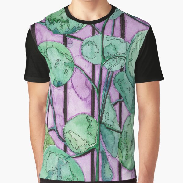 Leafy Plant on Purple Background Graphic T-Shirt