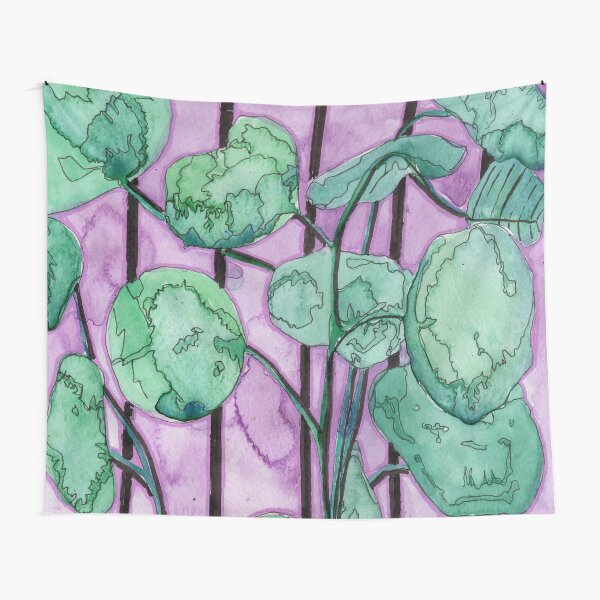 Leafy Plant on Purple Background Tapestry