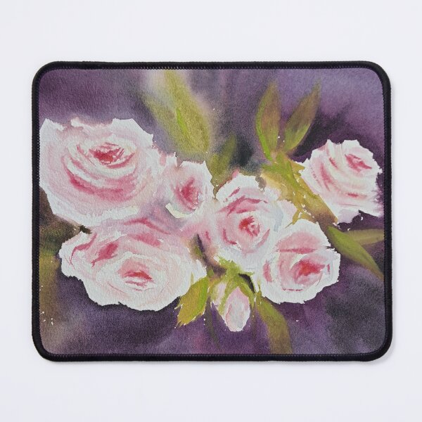 Item preview, Pink Roses on a Purple background - made of the original watercolor painting by Ira Gorky designed and sold by IraGorky.