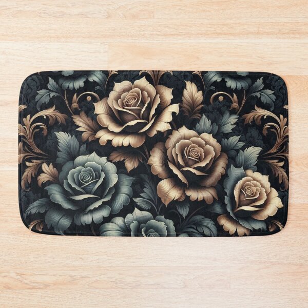 Item preview, Dusty Blue & Tan Damask Roses designed and sold by DesignsByPrnces.