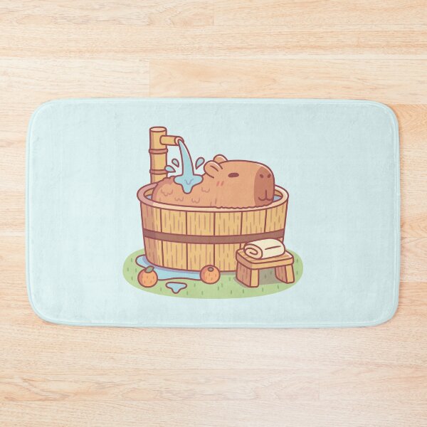 Item preview, Cute Capybara Relaxing In Wooden Hot Tub Bath designed and sold by rustydoodle.