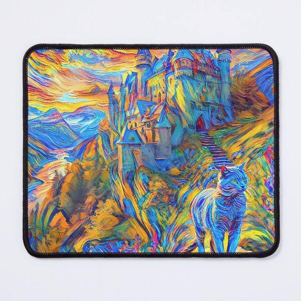Item preview, Stylised castle and cat. DeepDream designed and sold by blackhalt.