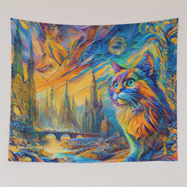 Item preview, Stylised castle and cat. DeepDream designed and sold by blackhalt.