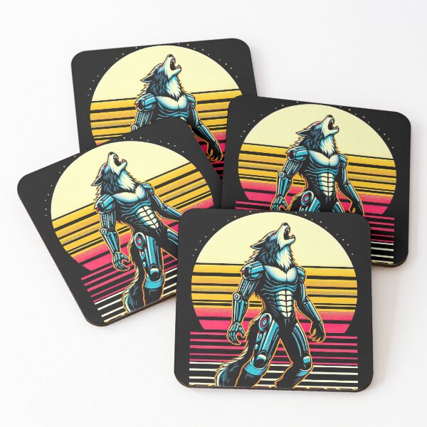 Item preview, Retro Cyborg Werewolf Full Moon Howl Sci-Fi Horror Fan designed and sold by SpookshowDesign.