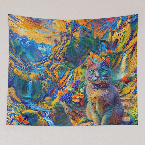 Item preview, Stylised castle and cat. DeepDream designed and sold by blackhalt.