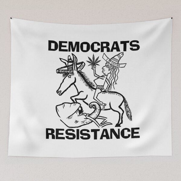 Item preview, DEMOCRATS ~ RESISTANCE ~ DONKEY TRAMPLING ELEPHANT ~ (V-4-38) designed and sold by RodeoMalibu.