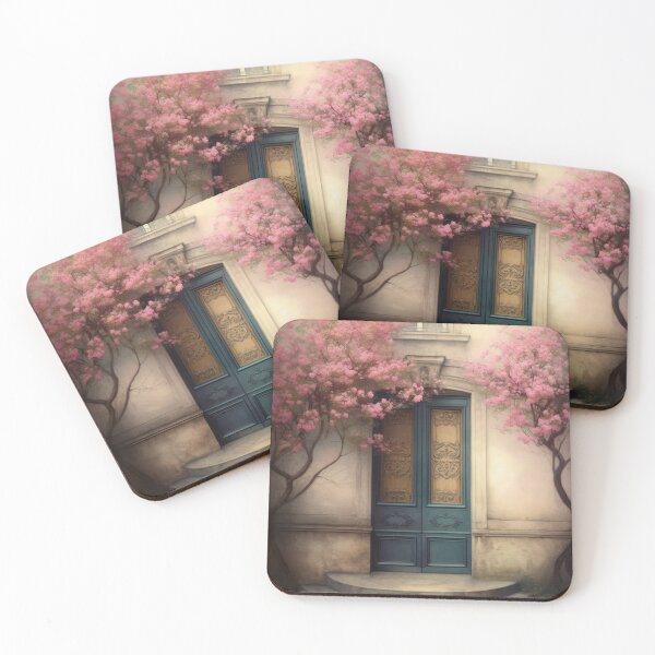 Item preview, Paris Door. Old Door. Vintage Door. Green Door. Blue Door. Old Door and Blooming Tree designed and sold by maxa0109.