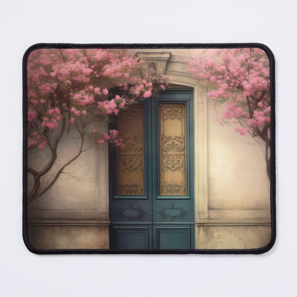Item preview, Paris Door. Old Door. Vintage Door. Green Door. Blue Door. Old Door and Blooming Tree designed and sold by maxa0109.