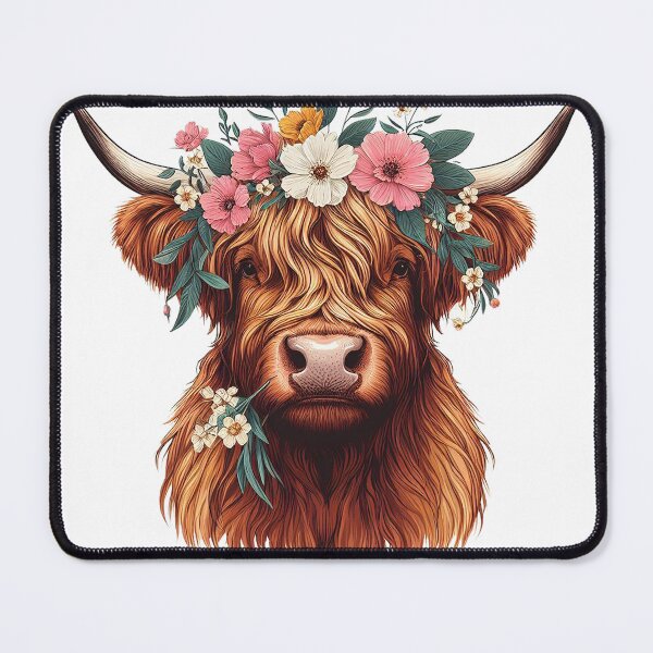 Item preview, Cute Baby Cow Highland Beautiful Flowers On Head designed and sold by HEERYAK.