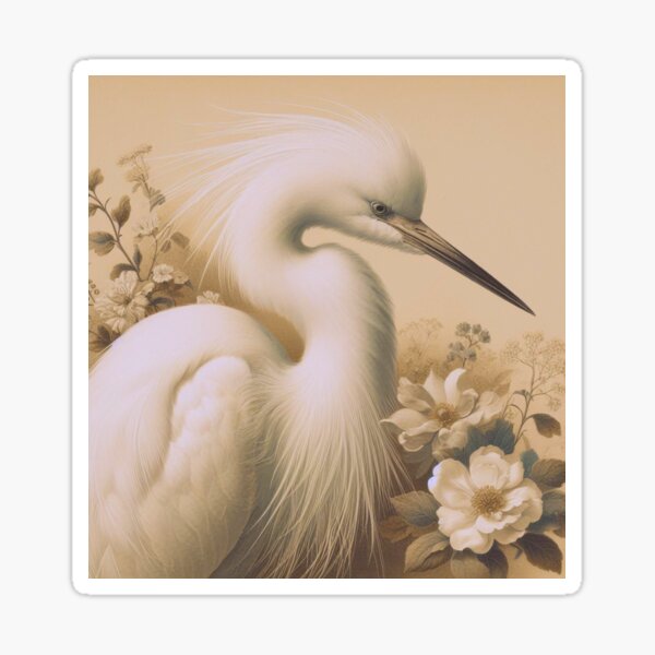 Aperçu de l'œuvre Aigrette luminescente à Miami Soft Fade créée et vendue par FloridaWildOnes.