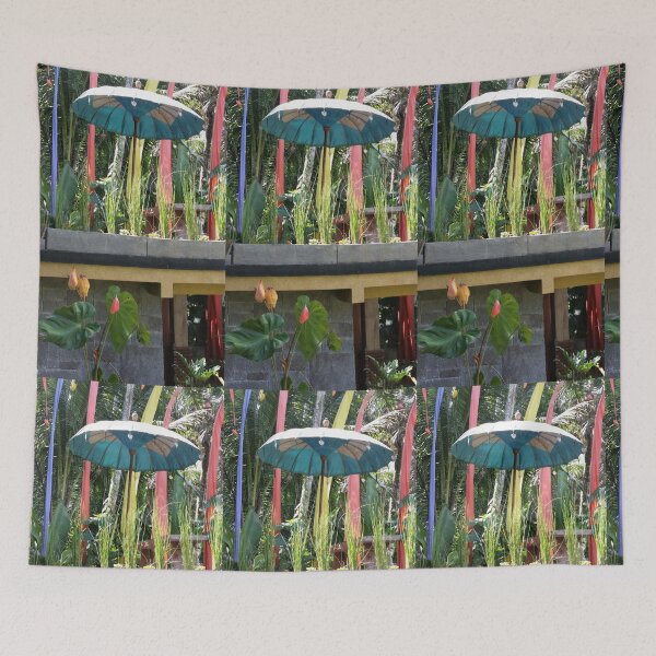 Item preview, BALINESE UMBERELLA IN A RAINFOREST GARDEN designed and sold by kazaroodie.