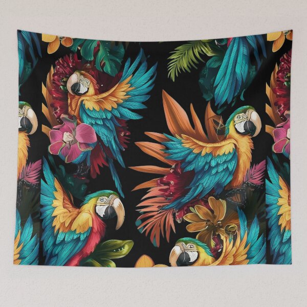 Item preview, Macaw parrots bird art designed and sold by DunuStore.