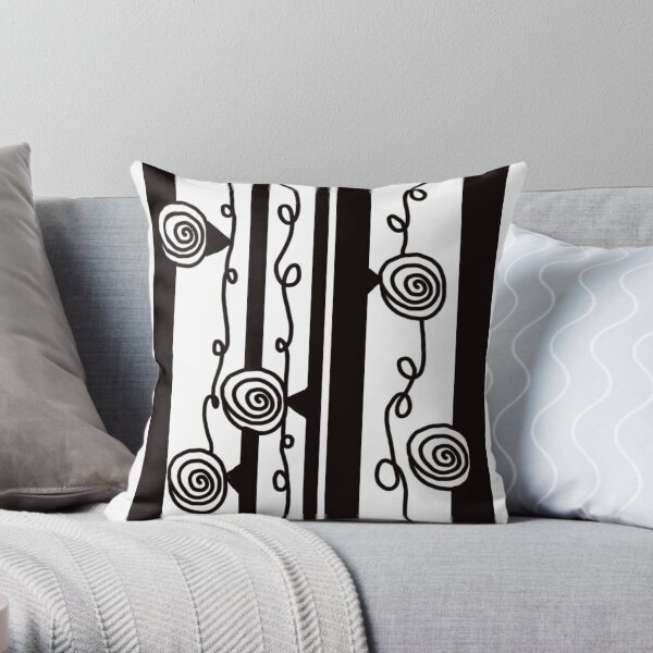 Black Stripe Spiral Throw Pillow