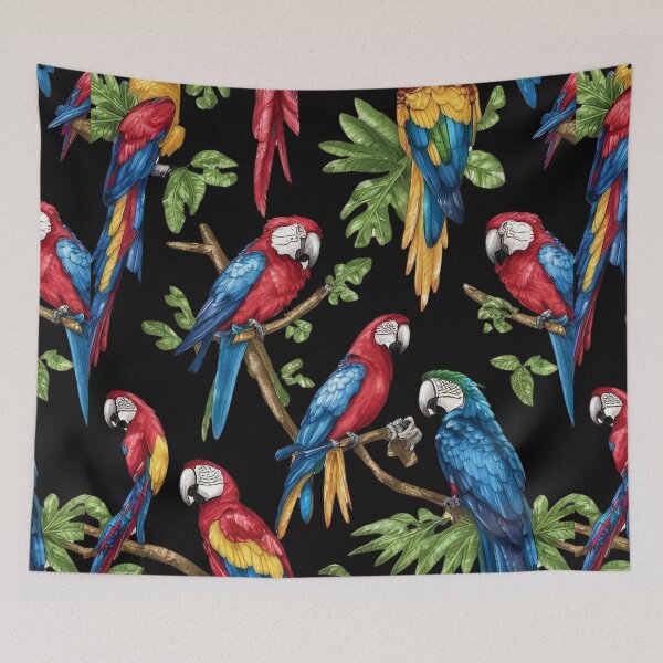 Item preview, macaw parrot bird pattern art designed and sold by DunuStore.