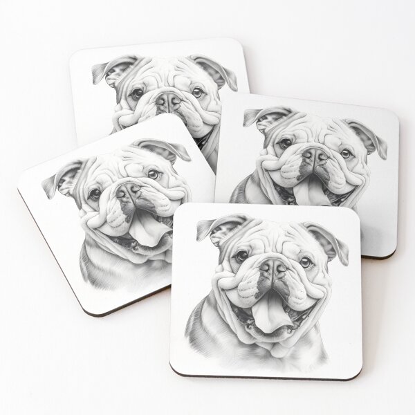 Item preview, Black and white bulldog pencil drawing designed and sold by Pencil-Art.
