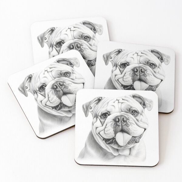 Item preview, Black and white bulldog pencil drawing designed and sold by Pencil-Art.