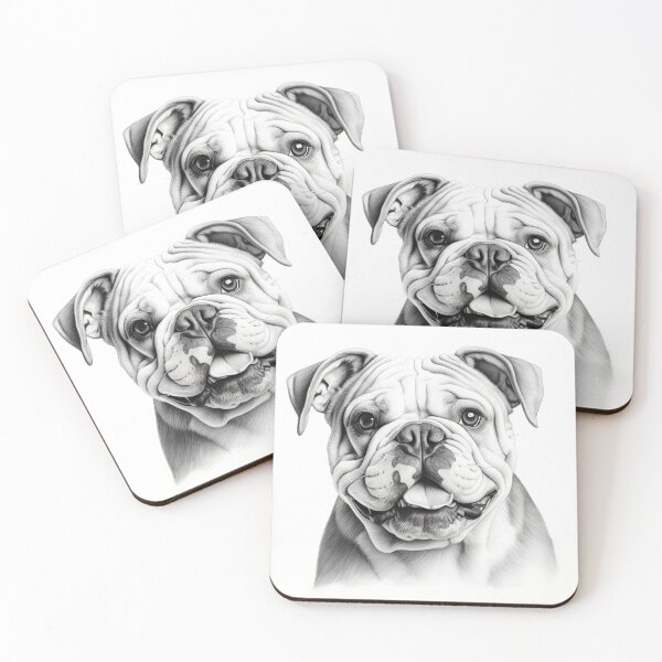 Item preview, Black and white bulldog pencil drawing designed and sold by Pencil-Art.